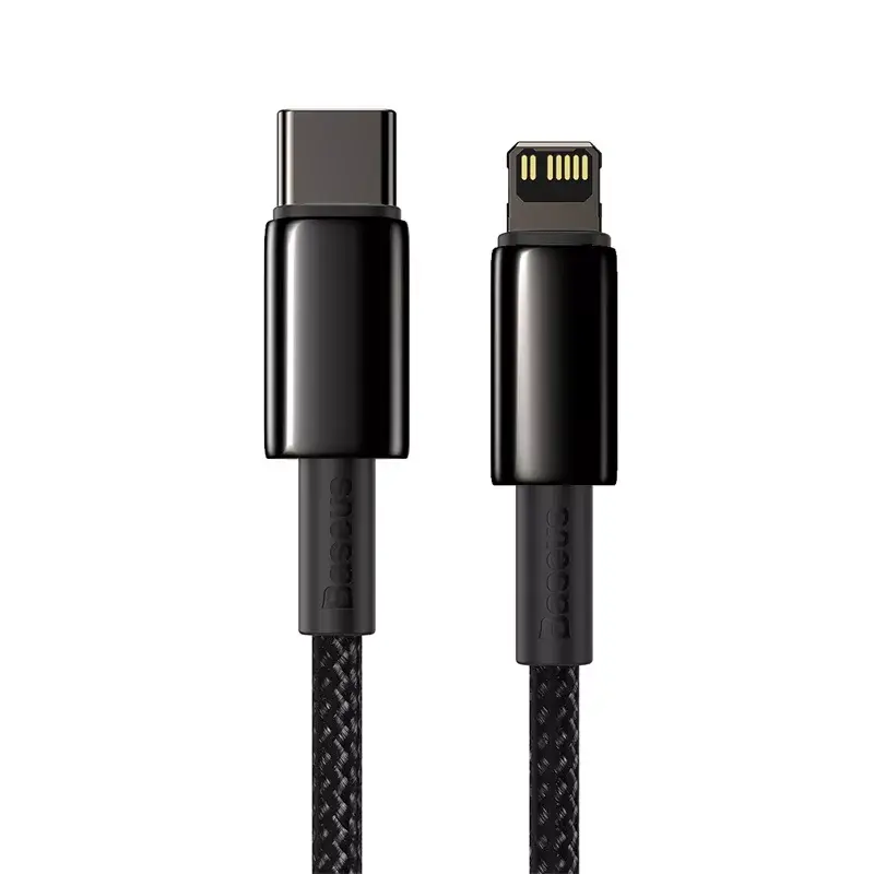 Kabel Baseus Tungsten Gold 1 m zwart Lightning naar USB-C