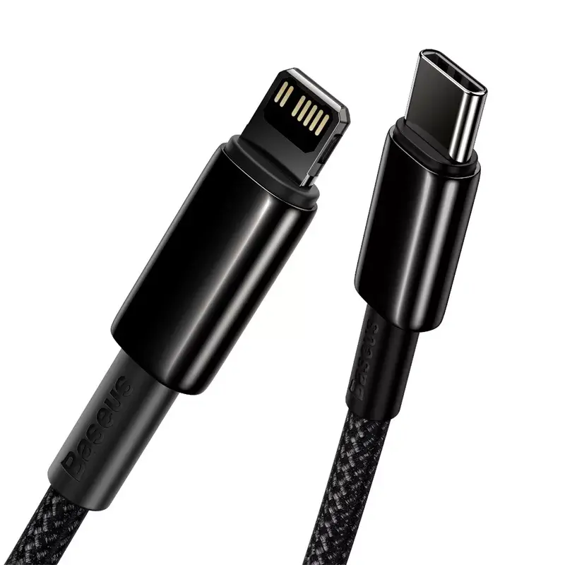 Kabel Baseus Tungsten Gold 1 m zwart Lightning naar USB-C