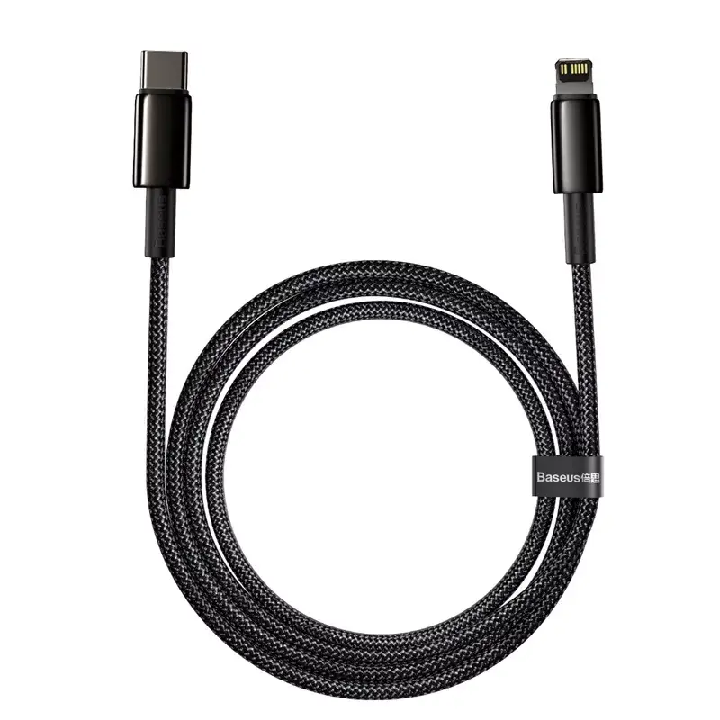Kabel Baseus Tungsten Gold 2 m zwart Lightning USB-C