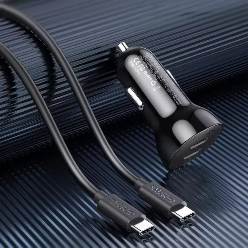Indoor-oplader Choetech TC0008 zwart sigarettenaansteker snelopladen