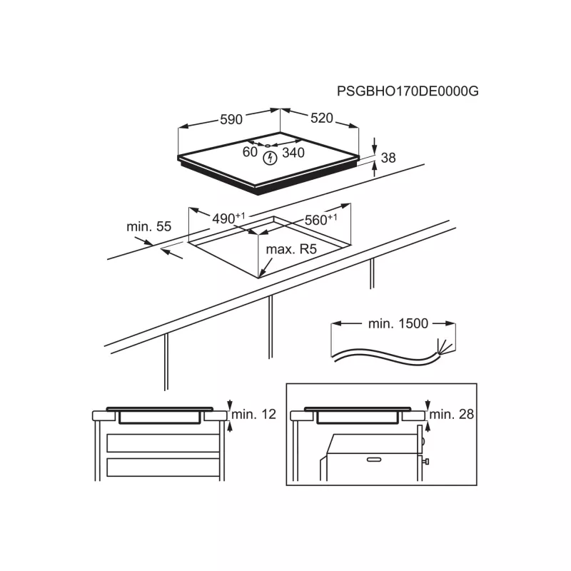 Electrolux EHF6232FOK zwart 60 cm glaskeramische kookplaat