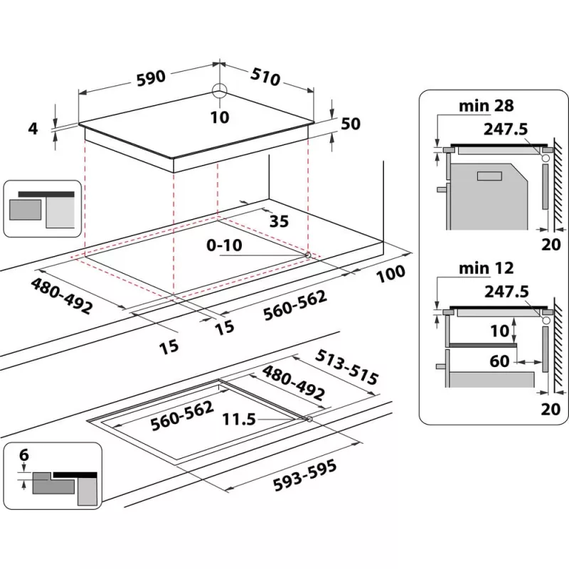 Whirlpool WL B4560 NE/W wit inbouw 59 cm inductiekookplaat 4 zone(n)