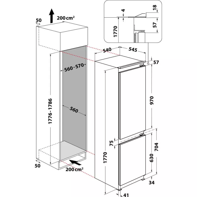Whirlpool WHC18D031A1 inbouwkoelkast 268 L wit