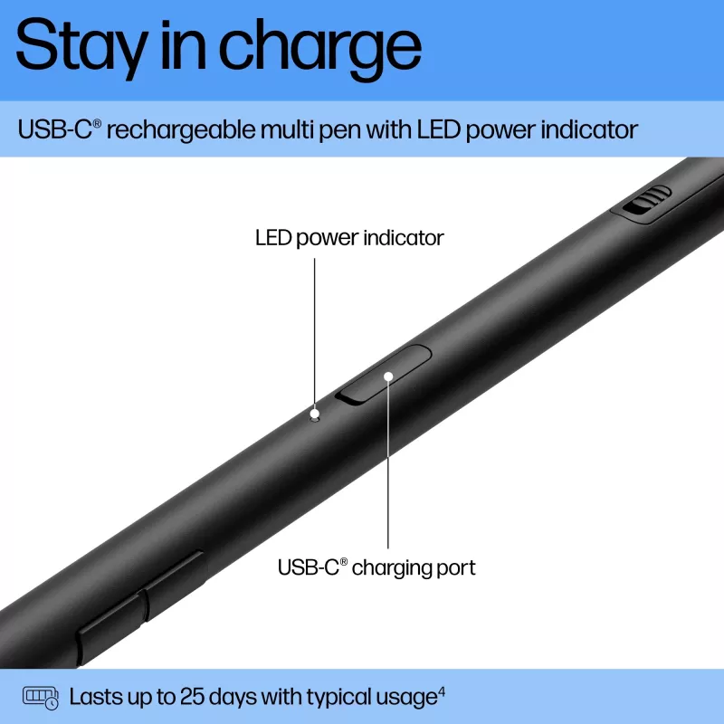HP 700 oplaadbare multi-pen universele apparaatcompatibiliteit zwart