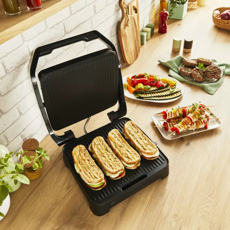Contactgrill Tefal Inicio Adjust GC272D10 met antiaanbakplaten en instelbare temperatuur