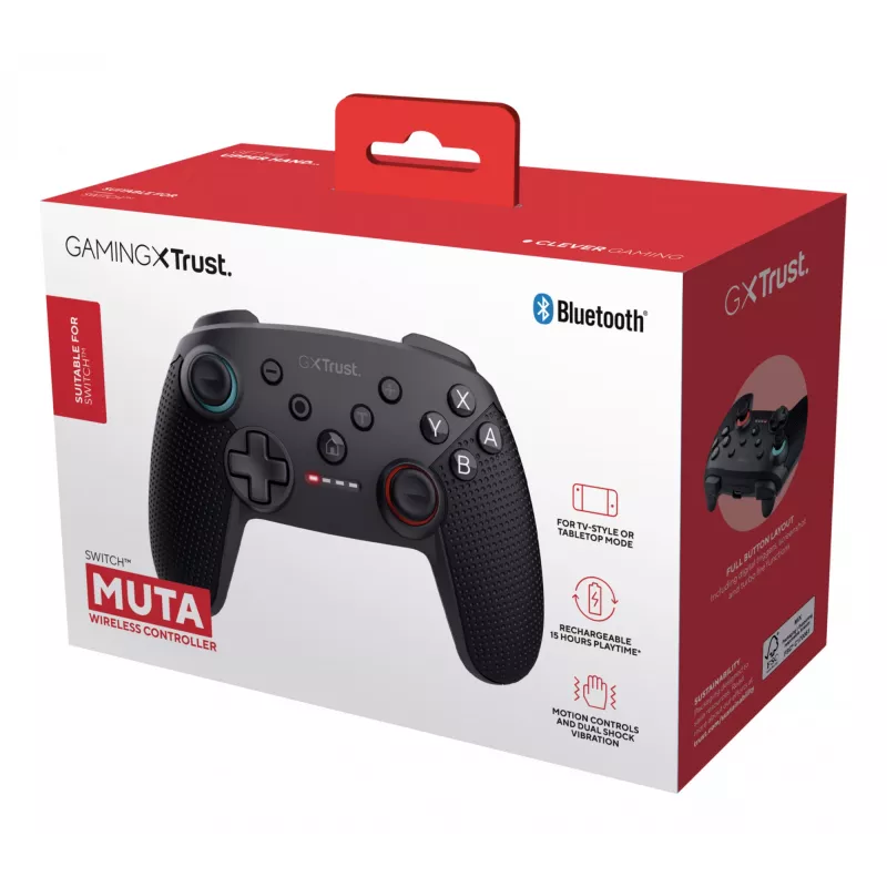 Trust GXT 1246 MUTA zwart Bluetooth gamepad analoog / digitaal Nintendo Switch, Nintendo Switch Lite, Nintendo Switch OLED