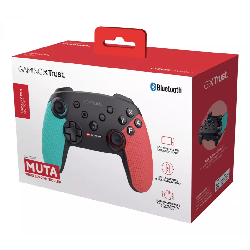 Trust GXT 1246B Muta zwart, blauw, rood Bluetooth gamepad Nintendo Switch, Nintendo Switch Lite