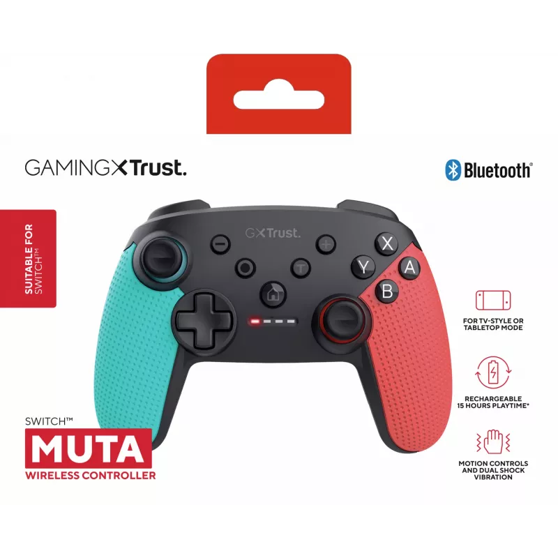 Trust GXT 1246B Muta zwart, blauw, rood Bluetooth gamepad Nintendo Switch, Nintendo Switch Lite