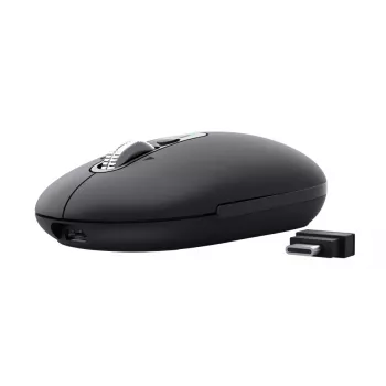 Muis TRUST Seron slank Multi — ambidextreuze bureaumuis, optisch 3200 DPI, RF draadloos + Bluetooth, 7 knoppen, zwart