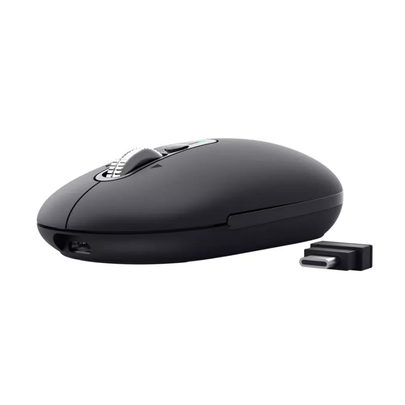 Muis TRUST Seron slank Multi — ambidextreuze bureaumuis, optisch 3200 DPI, RF draadloos + Bluetooth, 7 knoppen, zwart