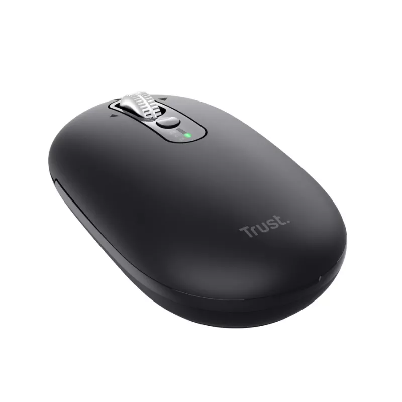 Muis TRUST Seron slank Multi — ambidextreuze bureaumuis, optisch 3200 DPI, RF draadloos + Bluetooth, 7 knoppen, zwart