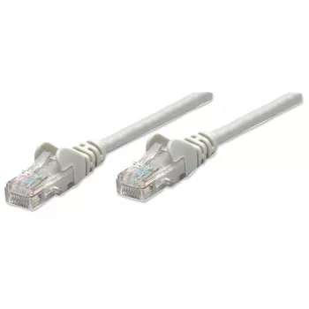 Intellinet netwerk-patchkabel, Cat5e, 10 m, grijs, CCA, U/UTP, PVC, RJ45, vergulde contacten, knikbescherming, aangegoten stekker, levenslange garantie