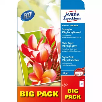 Fotopapier Avery Inkjet 2x20 vel A4 hoogglanzend wit