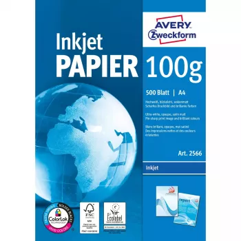 Printerpapier A4 Avery Bright White Inkjet 500 vel