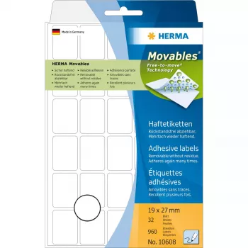 Veelzijdige etiketten HERMA 19 x 27 mm wit Movables/verwijderbaar papier mat 960 stuks