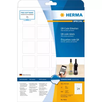 QR-code-etiketten HERMA 9642 A4 40x40 mm vierkant wit papier