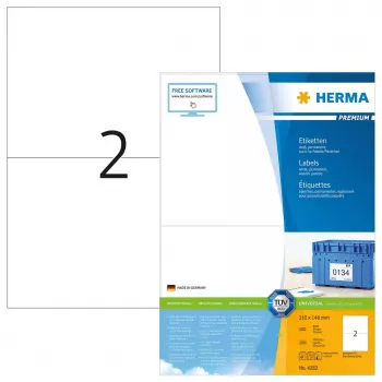 Zelfklevende printeretiketten HERMA Labels Premium A4 210x148 mm