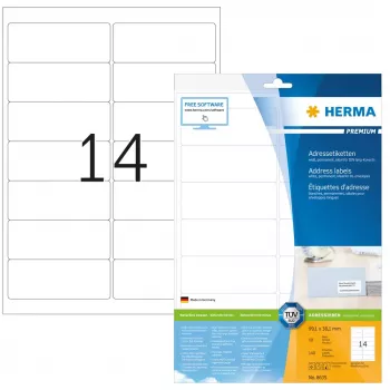 Adresetiketten Premium HERMA A4 99,1x38,1 mm 140 stuks