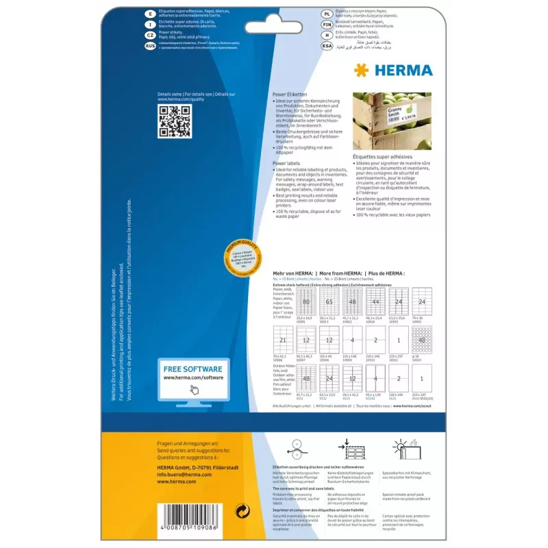Zelfklevend printeretiket HERMA 10908