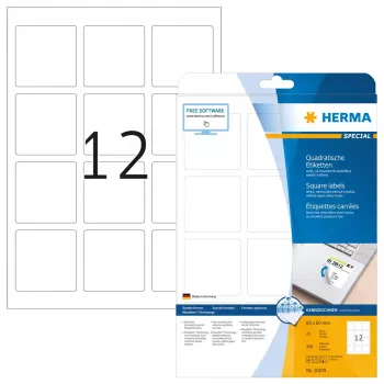 Verwijderbare etiketten HERMA 10109 A4 60x60 mm vierkant wit