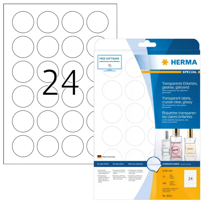 Zelfklevend printeretiket HERMA 8023 A4 Ø 40 mm