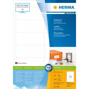 Zelfklevende printeretiketten HERMA Labels Premium A4 97x42,3 mm