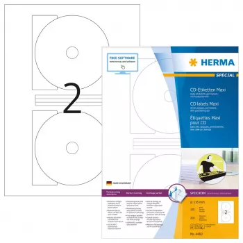 Zelfklevende printeretiketten HERMA cd-etiketten Maxi A4 Ø 116 mm