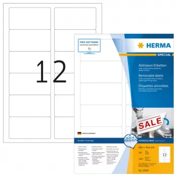Herbruikbare etiketten HERMA A4 88,9x46,6 mm wit Movables 1200 stuks