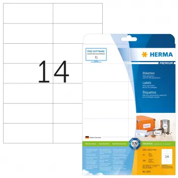 Zelfklevende printeretiketten HERMA Premium A4 105x42,3 mm 350 stuks