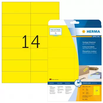 Zelfklevende etiketten HERMA 5058 geel 105x42.3 mm 280 stuks