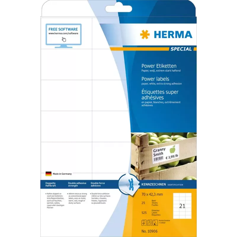 Zelfklevende printeretiketten HERMA Labels A4 70x42,3 mm