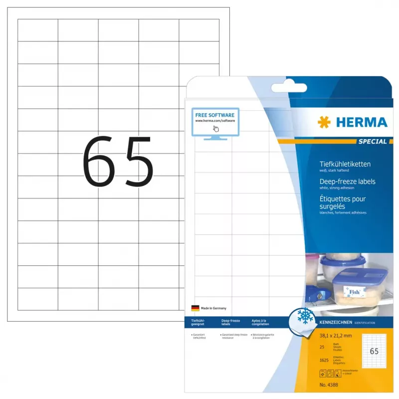 Zelfklevende printeretiketten HERMA diepvriesetiketten A4 1625 stuks