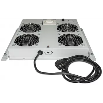 Intellinet 4-ventilator ventilatorunit voor 19 inch racks, dakmontage, met thermostaat, grijs