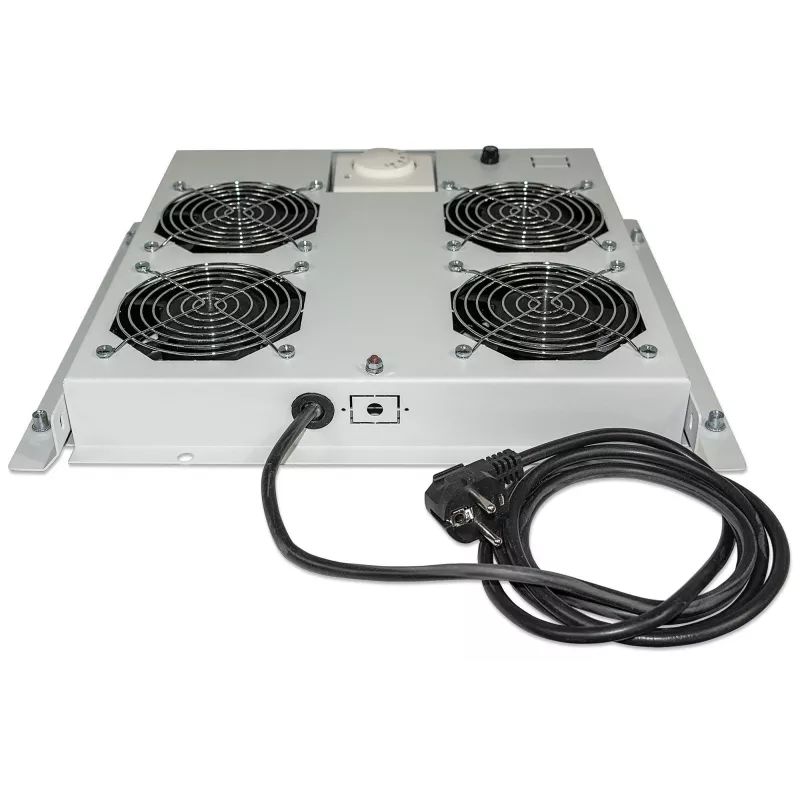 Intellinet 4-ventilator ventilatorunit voor 19 inch racks, dakmontage, met thermostaat, grijs