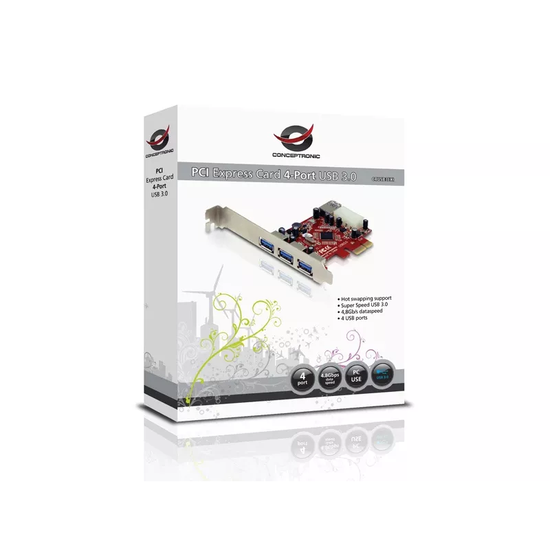 PCI Express-kaart Conceptronic C4USB3EXI 4-poorts USB 3.0