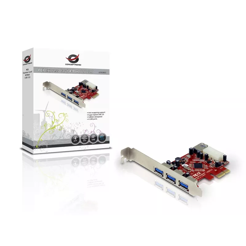 PCI Express-kaart Conceptronic C4USB3EXI 4-poorts USB 3.0