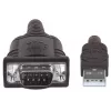 Manhattan USB-A naar serieel converterkabel, 45 cm, stekker naar stekker, serieel/RS232/COM/DB9, FTDI FT232RL-chip, Windows 11-compatibel (plus eerdere besturingssystemen), zwart/zilver kabel, drie jaar garantie, komt overeen met ICUSB2321F.