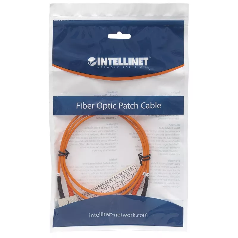 Intellinet glasvezel-patchkabel, OM2, SC/SC, 2 m, oranje, duplex, multimode, 50/125 µm, LSZH, glasvezel, levenslange garantie
