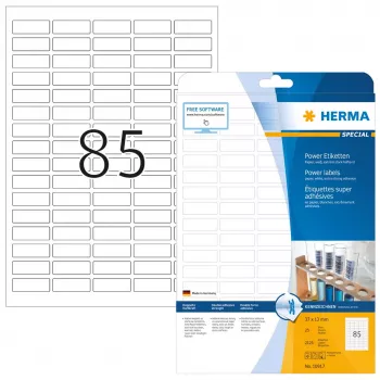 Zelfklevende printeretiketten HERMA A4 37x13 mm wit extra sterke hechting 2125 stuks