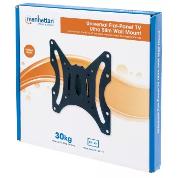 Manhattan wandhouder voor tv & monitors (vast), voor schermen van 23 inch tot 42 inch, VESA-compatibiliteit: alle tussen 75 x 75 mm en 200 x 200 mm – controleer de afmetingen van de vier bevestigingsgaten op de achterkant van het scherm om te controleren of deze past, max. 30 kg, zwart, houder