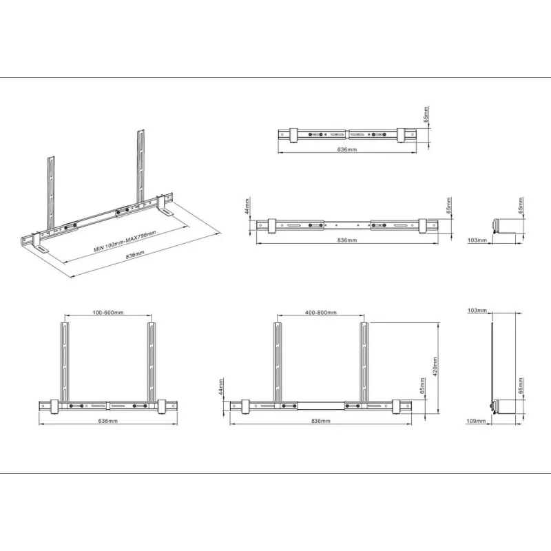 Multibrackets M Universal soundbarhouder 55 inch-110 inch zwart 10 kg