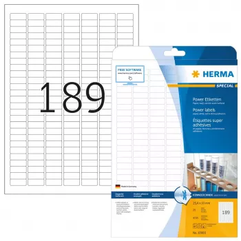 Zelfklevende printeretiketten HERMA Labels A4 25,4x10 mm wit extra sterke hechting papier mat 4725 stuks