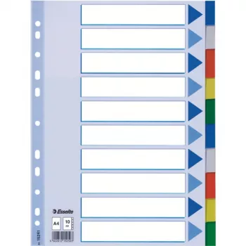 Esselte tabblad PP A4 blanco register meerkleurig 225x297mm