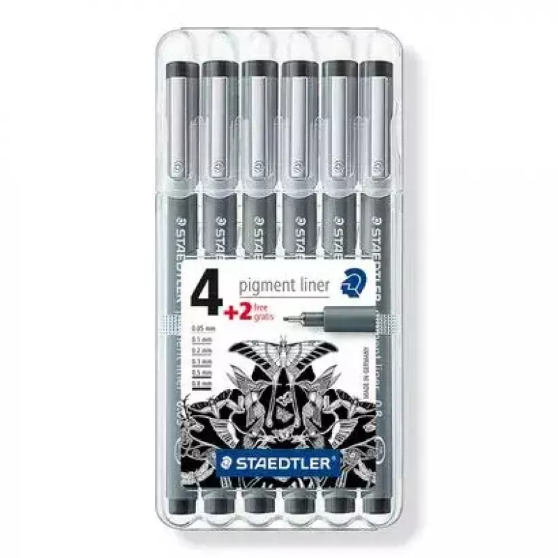 Fineliner Staedtler 308 SB6P zwart 6 stuks
