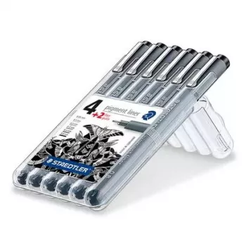 Fineliner Staedtler 308 SB6P zwart 6 stuks
