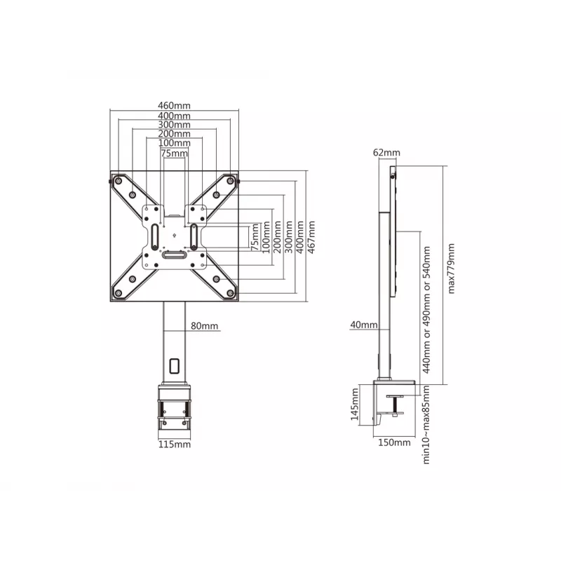 Deskmount Multibrackets M Deskmount XL zwart