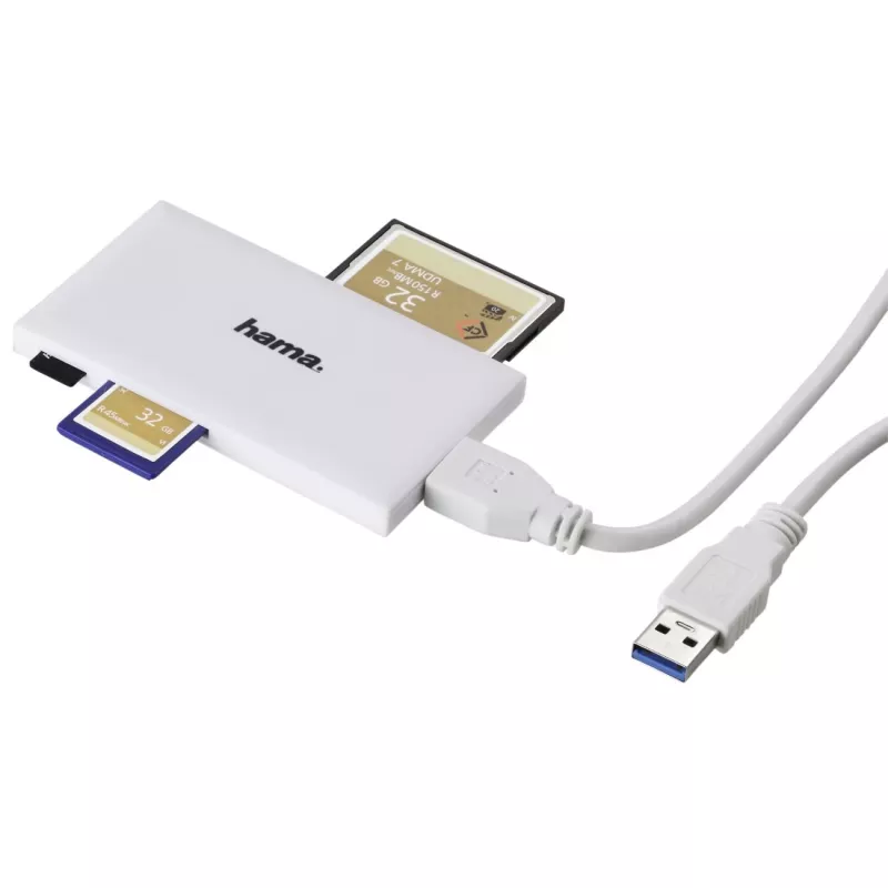 Hama USB 3.0 multi-kaartlezer, SD/microSD/CF/MS, wit