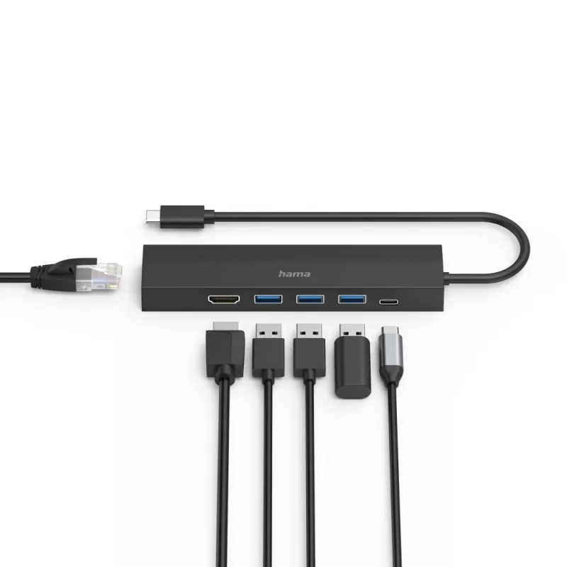 Hama 00200144 interface hub USB 3.2 Gen 1 (3.1 Gen 1) Type-C 5000 Mbit/s zwart