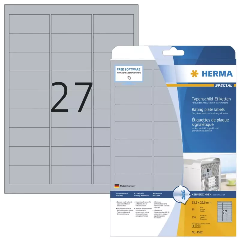 Zelfklevend etiket HERMA 4592 afgeronde rechthoek zilver