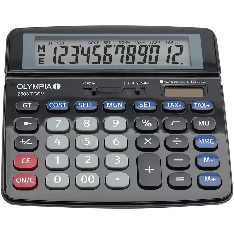 Basisrekenmachine Olympia 2502 desktop zwart blauw grijs